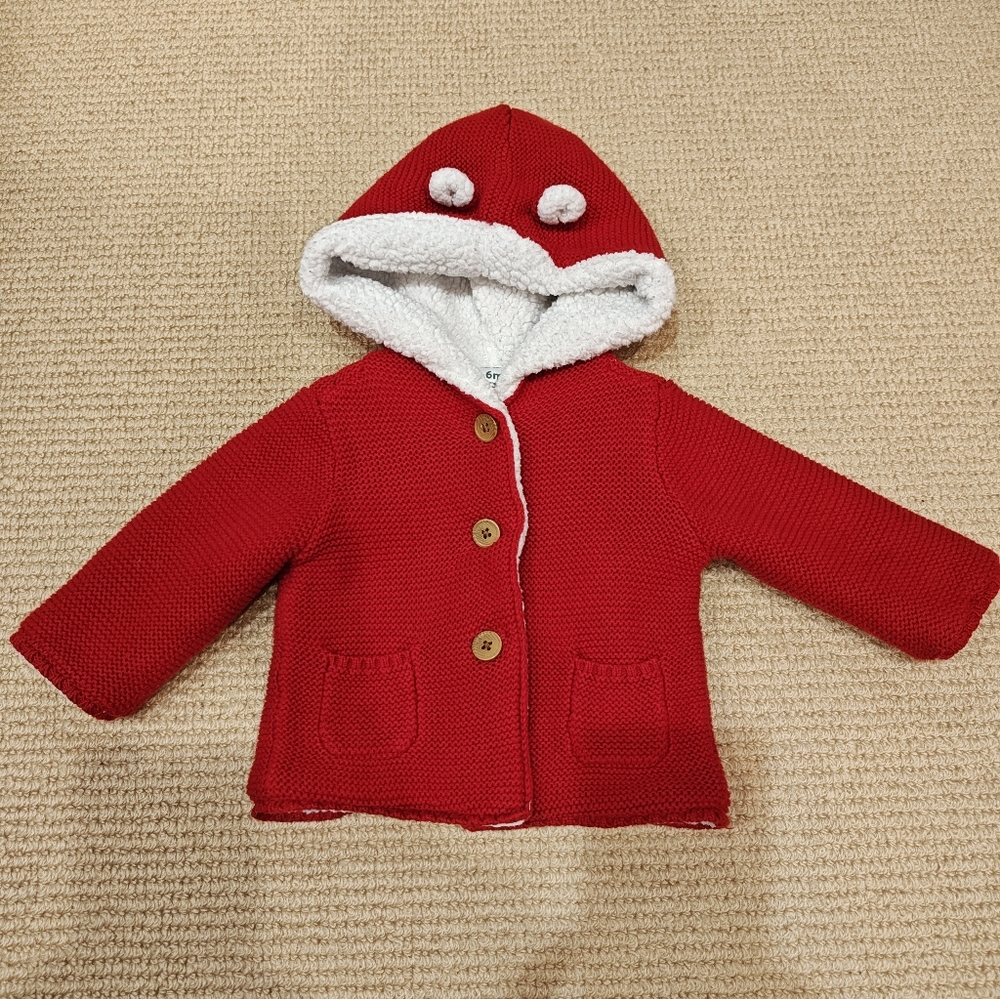 Red & White Sherpa Knit Jacket